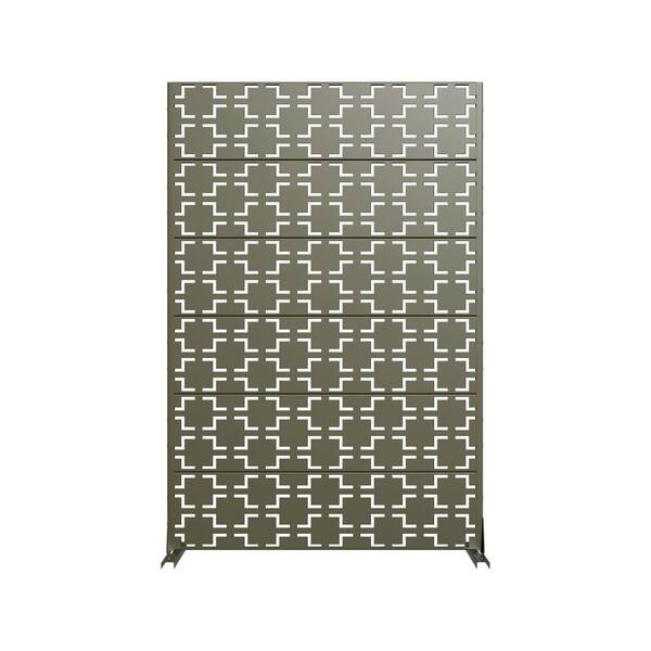 72 in. x 47 in. Outdoor Green Metal Privacy Screen Garden Fence in Geometric Pattern