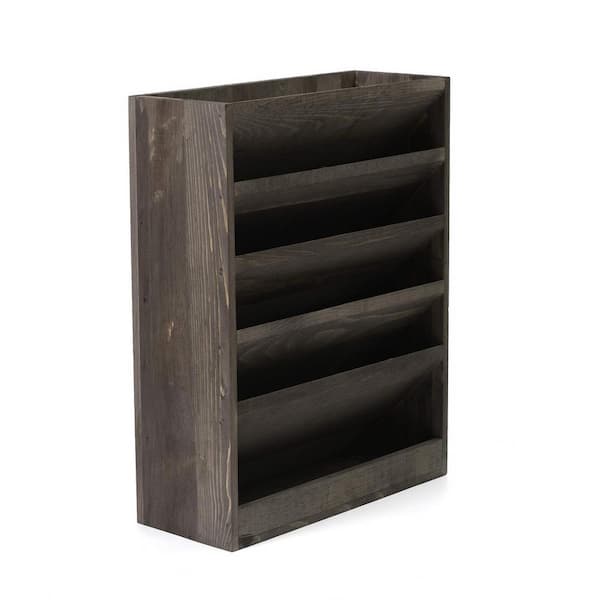 12.8 in. x 4.2 in. Gray Hanging Wood all Magazine Rack Holder, Mail Holder Organizer Display Stand