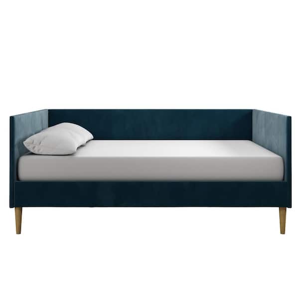 DHP Felicia Blue Velvet Upholstered Mid Century Full Daybed