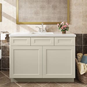 42 in. W x 21 in. D x 34.5 in. H in Shaker Antique White Plywood Ready to Assemble Vanity Sink Base Kitchen Cabinet