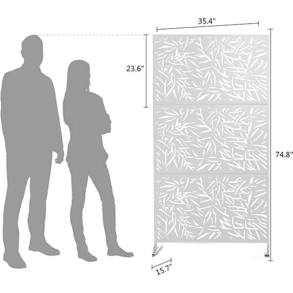 6 5 Ft H X 4 Ft W Patio Laser Cut Metal Privacy Screen In White 3 Panels Sw Pm Wh 06 The Home Depot