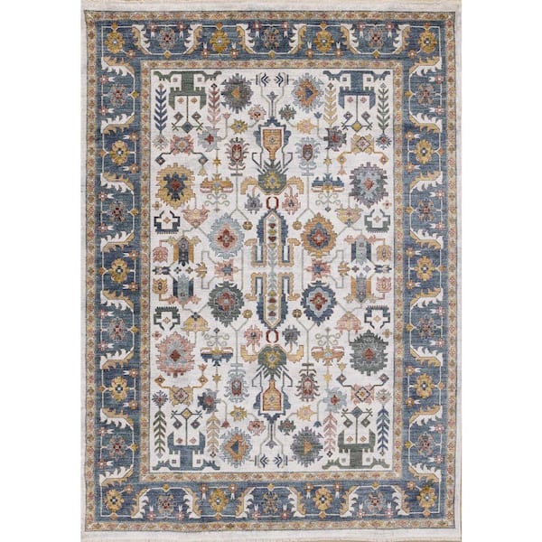 8 ft. x 10 ft. (7 ft. 10 in. x 10 ft. 2 in.) Beige Orenda Collections Border, Classic Indoor Area Rug