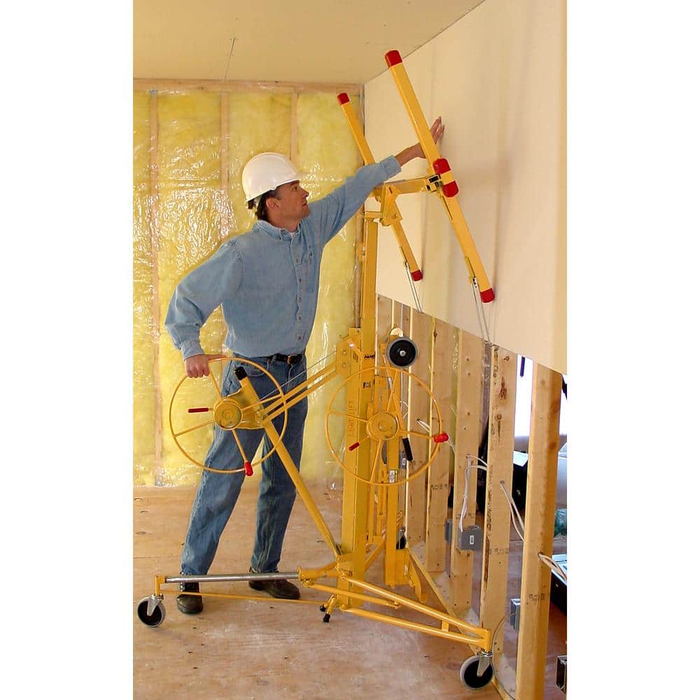 Heavy-Duty Yellow Steel Drywall Lift with 150 lbs Capacity