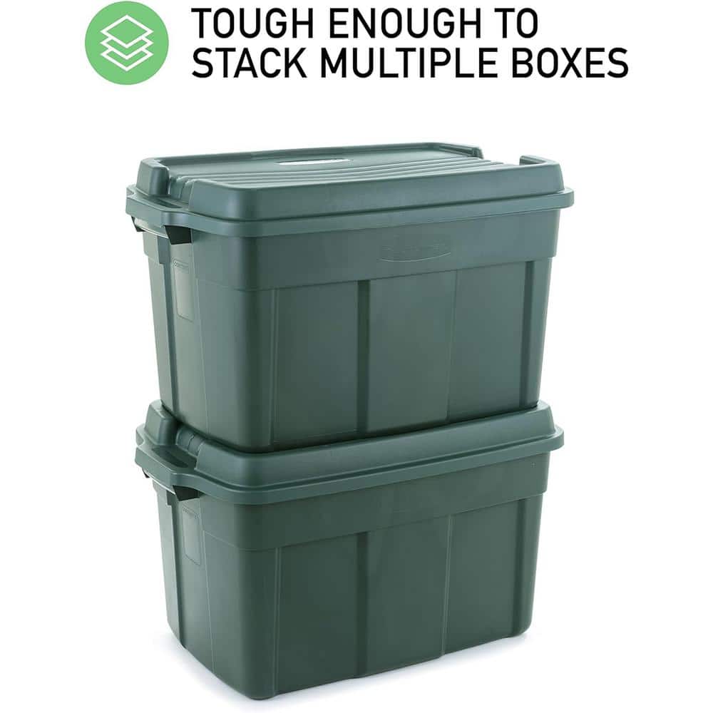 Eco Green Stackable Recycled Plastic Storage Bins with Lids, 37 Gal, Pack of 3
