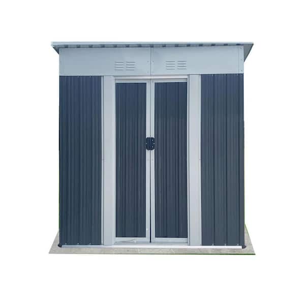 JimsMaison 5 ft. W x 3 ft. D Gray Metal Outdoor Storage Shed with Sliding Doors (15 sq. ft.)