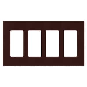 Claro 4 Gang Wall Plate for Decorator/Rocker Switches, Gloss, Brown (CW-4-BR) (1-Pack)