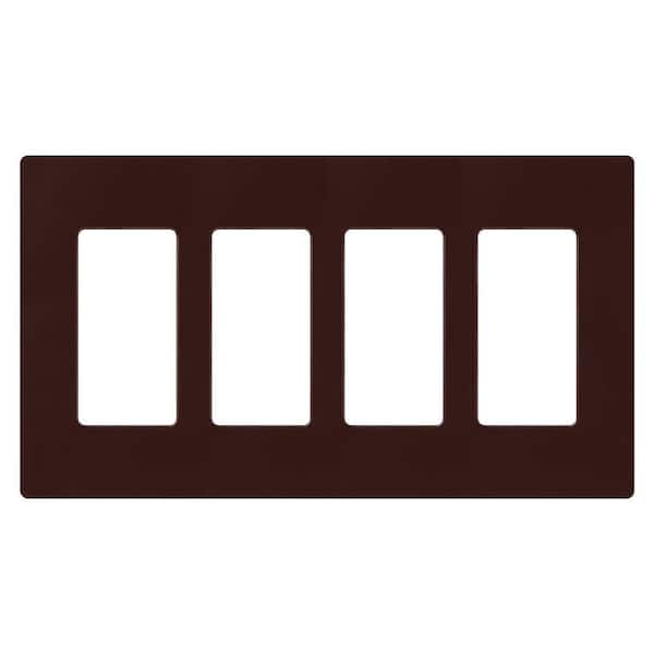 Lutron Claro 4 Gang Wall Plate for Decorator/Rocker Switches, Gloss, Brown (CW-4-BR) (1-Pack)