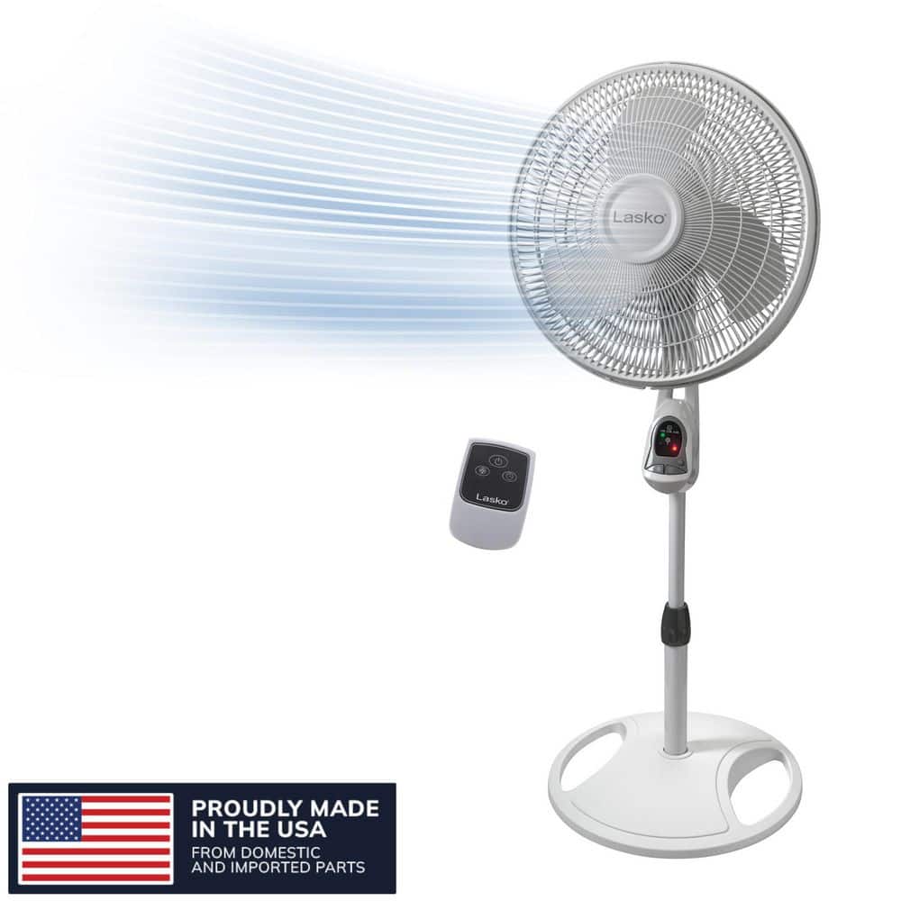 16 in. 3 Speed Oscillating Pedestal Fan with Adjustable Height, Remote Control, and Auto Off Timer in White price history on PriceWatchPro
