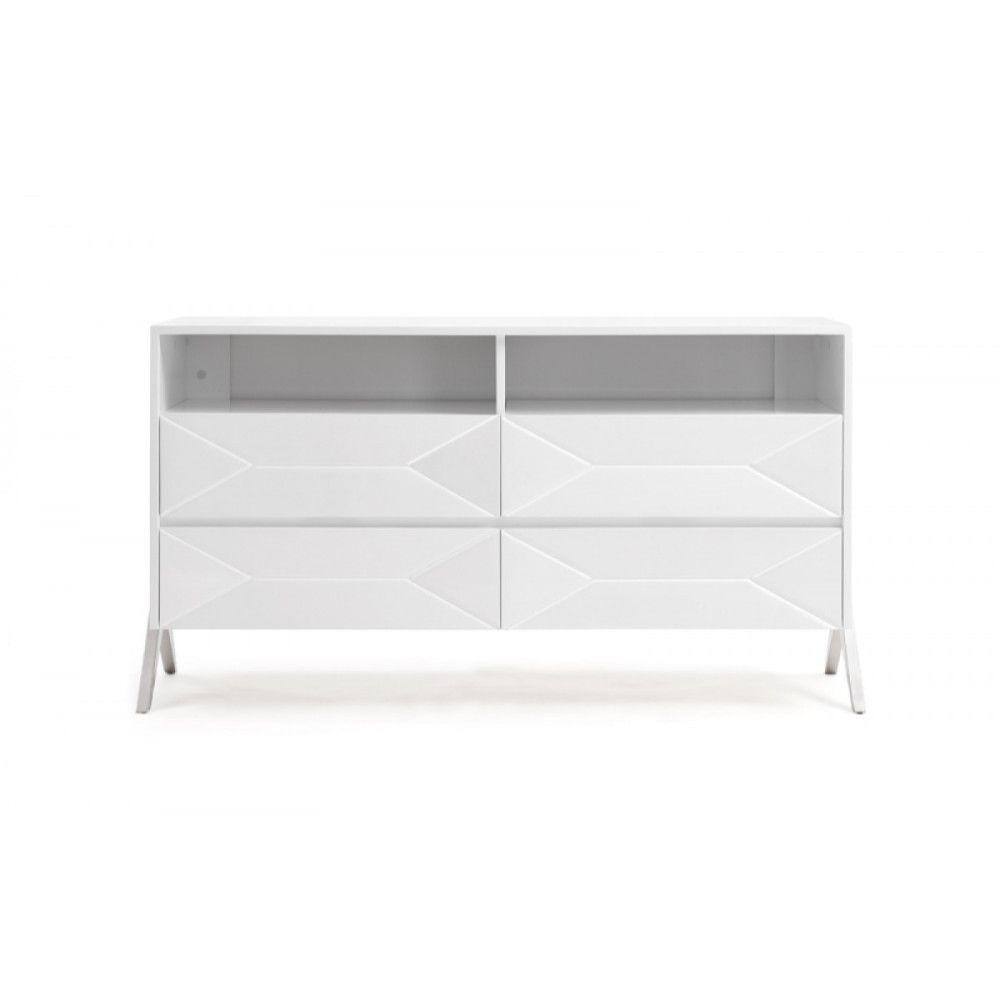 Benjara 61 in. White 4Drawer Wooden Dresser Without Mirror BM187698