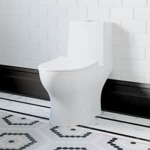 1-piece 1.1 GPF Ivy 10 in. Rough-In Dual Flush Elongated Toilet in White Seat Included