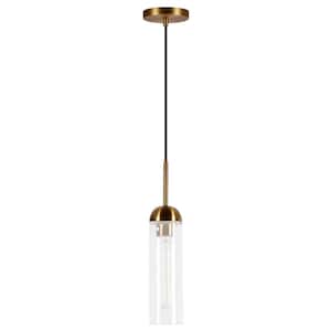 Kagan 1-Light Antique Brass Pendant with Clear Glass Shade