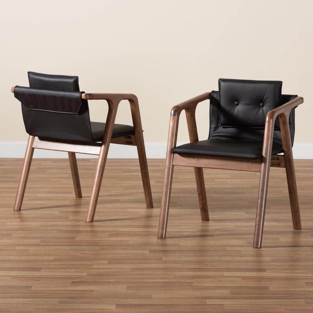 Elegant Mid-Century Modern Walnut Brown Wood & Cane Arm Chair