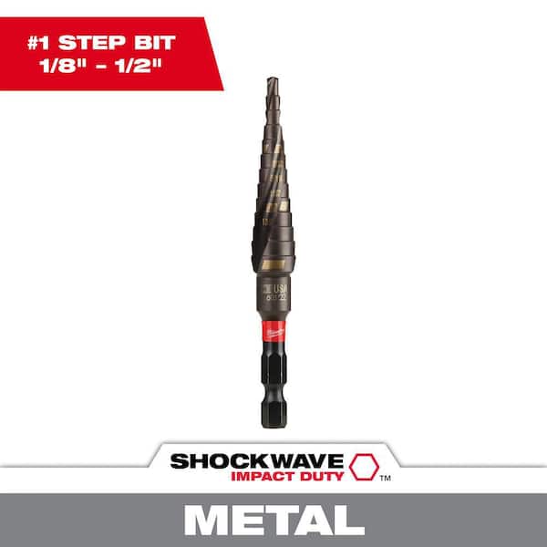 SHOCKWAVE 1/8 in. - 1/2 in. #1 Impact-Rated Titanium Step Drill Bit (13-Steps)