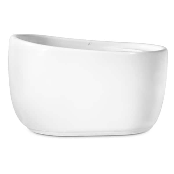 Streamline 51 in. Acrylic Flatbottom Non-Whirlpool Bathtub in Glossy White with Glossy White Drain and Overflow Cover