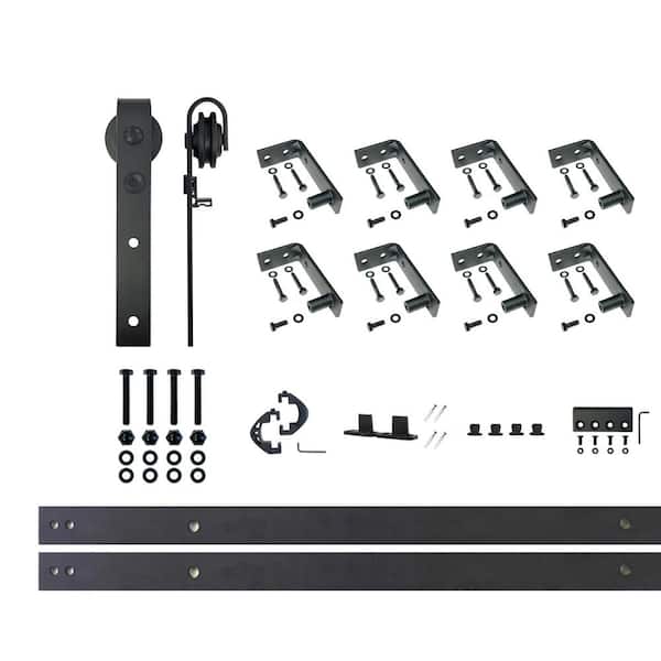 HOMACER 11 ft./132 in. Black Rustic Ceiling Mount Non-Bypass Sliding Barn Door Track and Hardware Kit for Single Door