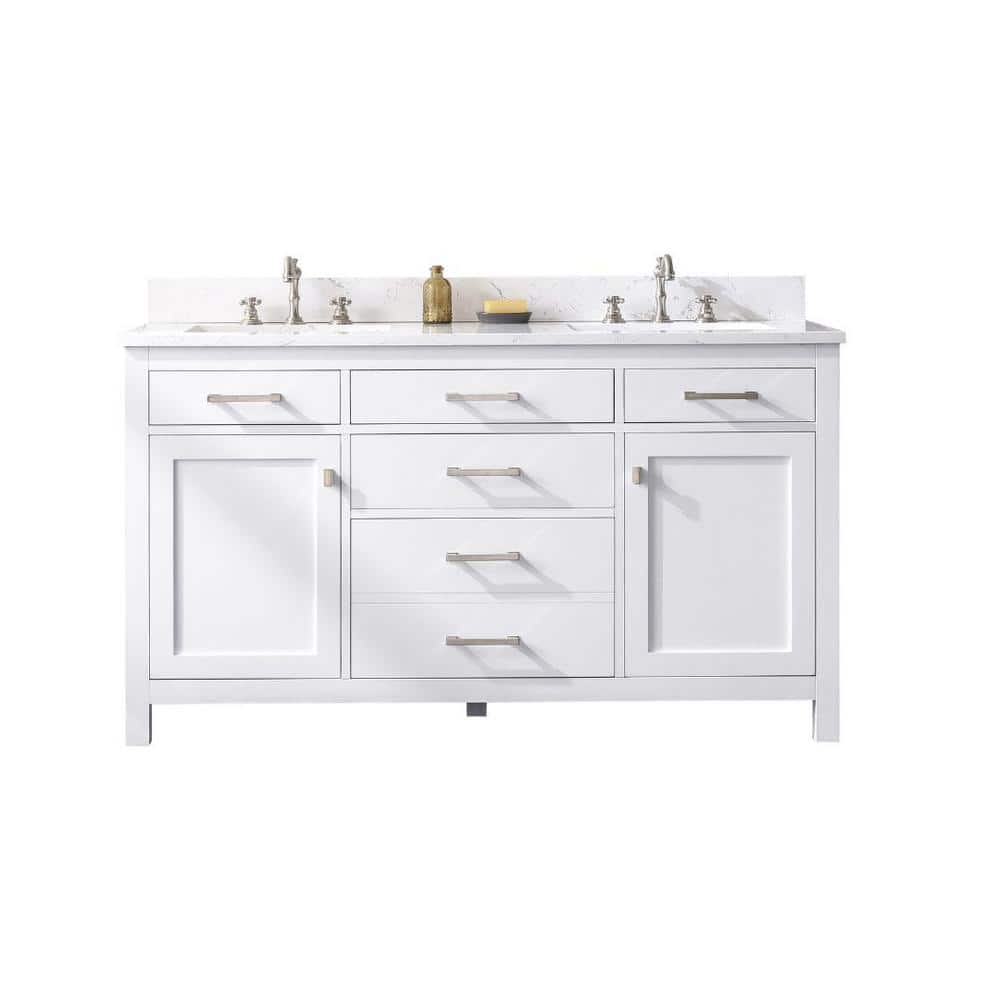 Jasper 60'' White Double Freestanding Bathroom Vanity