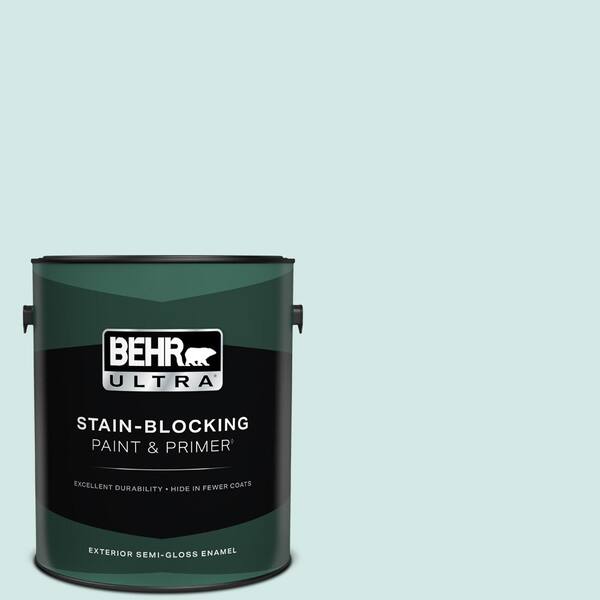 BEHR ULTRA 1 gal. #T14-5 Sky Blue Semi-Gloss Enamel Exterior Paint & Primer