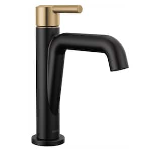 Nicoli Single Hole Single-Handle Bathroom Faucet in Matte Black/Champagne Bronze