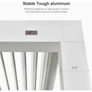 10 ft. x 14 ft. White Aluminum Outdoor Louvered Pergola with Adjustable Canopy Retractable Hardtop Gazebo Sun Shade