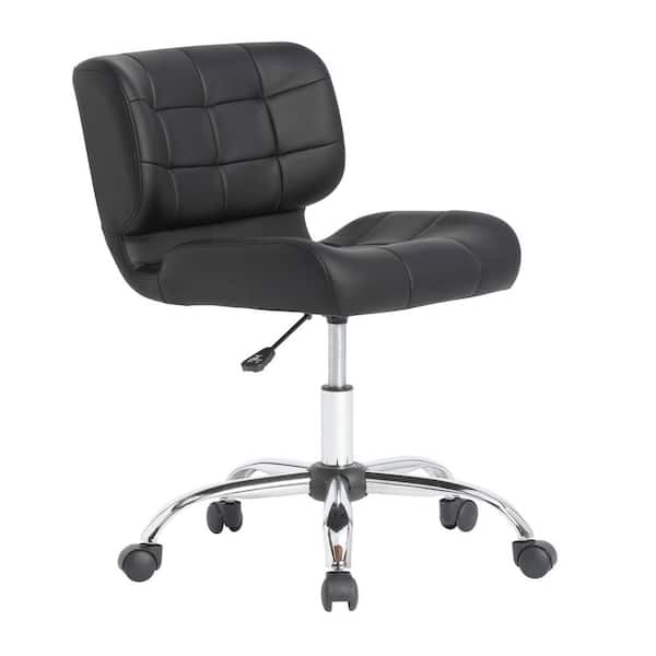 Calico Designs Modern Black Crest Armless Office MDF Chair Swivel Task Chair Desk Chair Computer Chair in Black