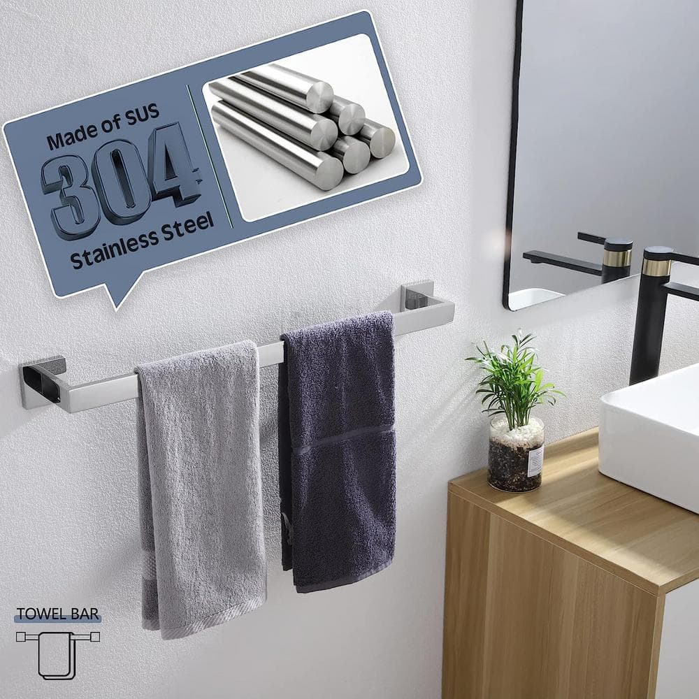 36-Inch Polished Chrome Stainless Steel Wall Mounted Towel Bar