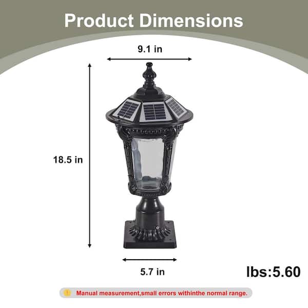 Byteany 1-Light Black Aluminum Outdoor Weather Resistant Solar
