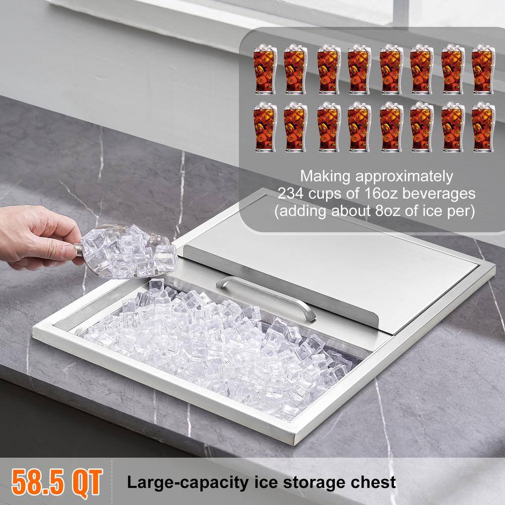 Skyshalo 24" Stainless Steel Drop-In Ice Chest with Cover