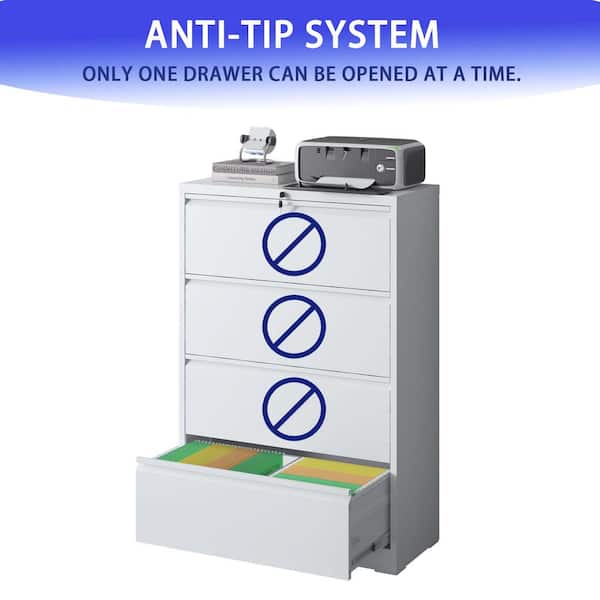 Tidoin 4-Tier Metal Storage Cabinet Locker with 4 Drawers in White