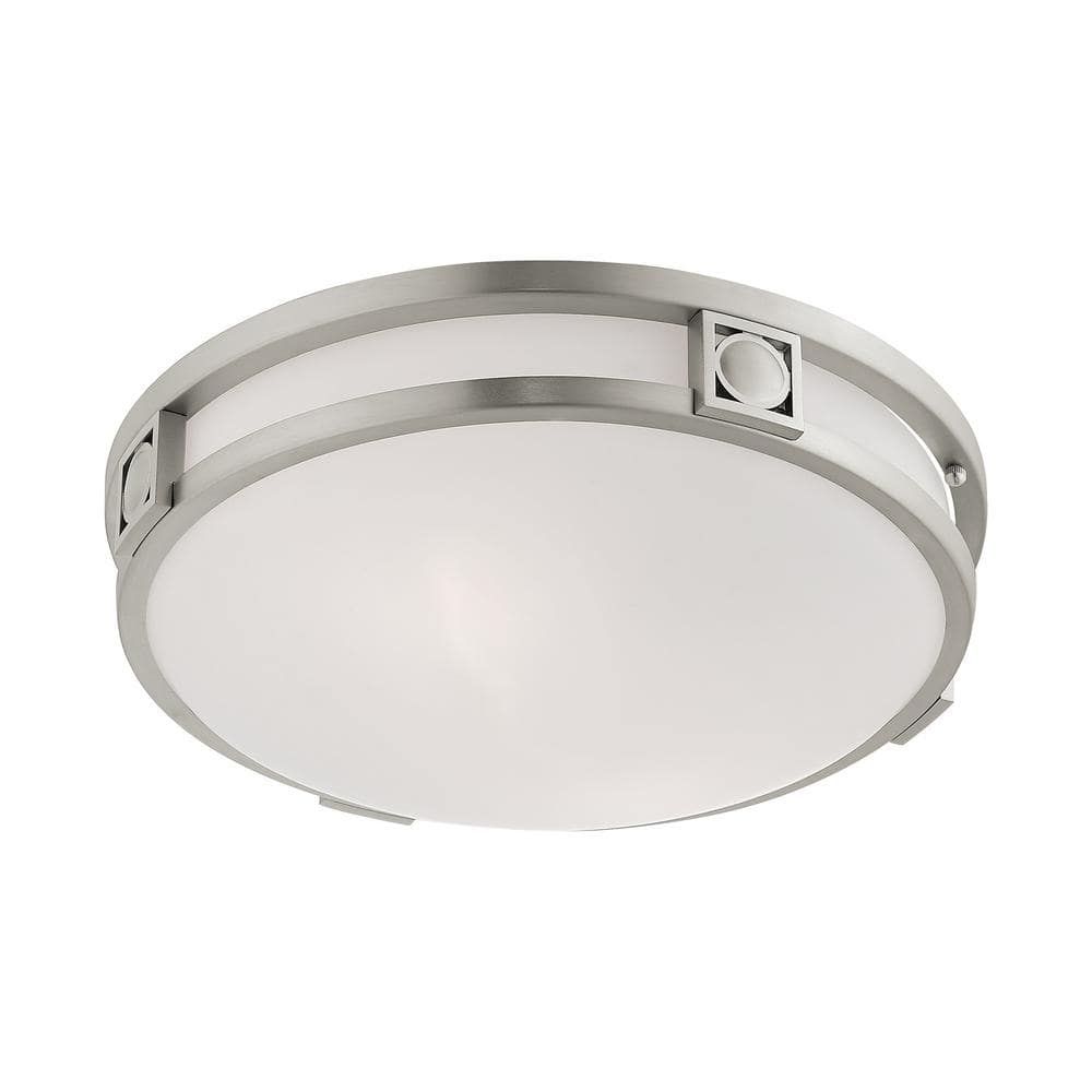 Titania Brushed Nickel 2-Light Flush Mount with Satin White Glass