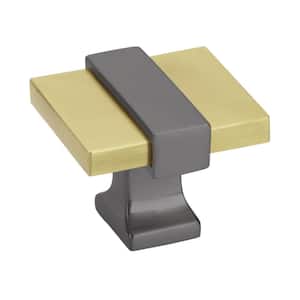 Overton 1-3/8 in. 35 mm L Brushed Gold/Black Chrome Cabinet Knob