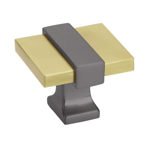 Amerock Overton 1-3/8 in. 35 mm L Brushed Gold/Black Chrome Cabinet Knob