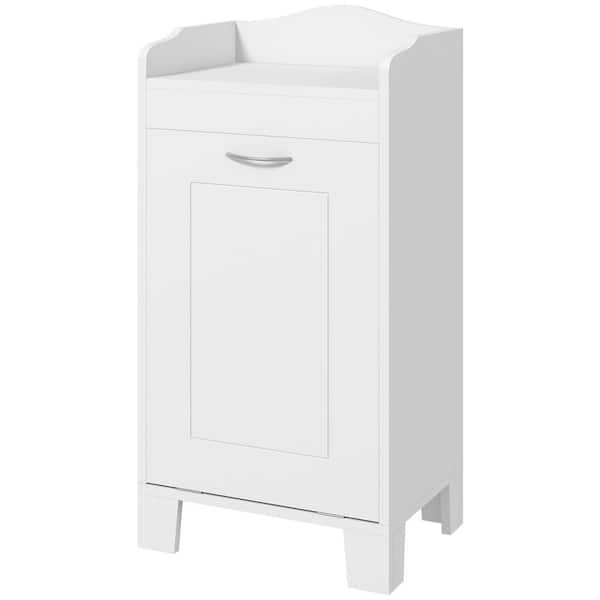 White 31 x 15.75 x 11.75 Wood Modern Rectangle Laundry Room Hamper, FreeStanding Home Organizer Hamper, Bathroom Storage