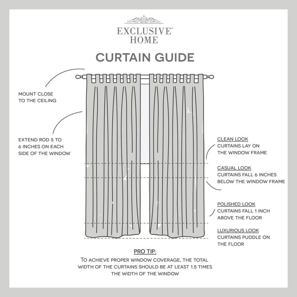 Bella White Sheer Linen Look Tab Top Curtain Panels, 54"x84"