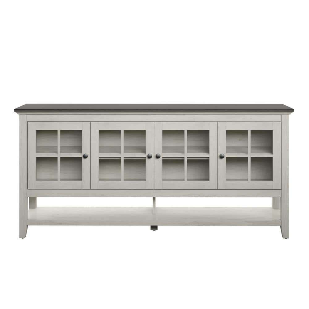 Twin Star Home Modern Farmhouse Fairfax Oak Sideboard with Glass Doors