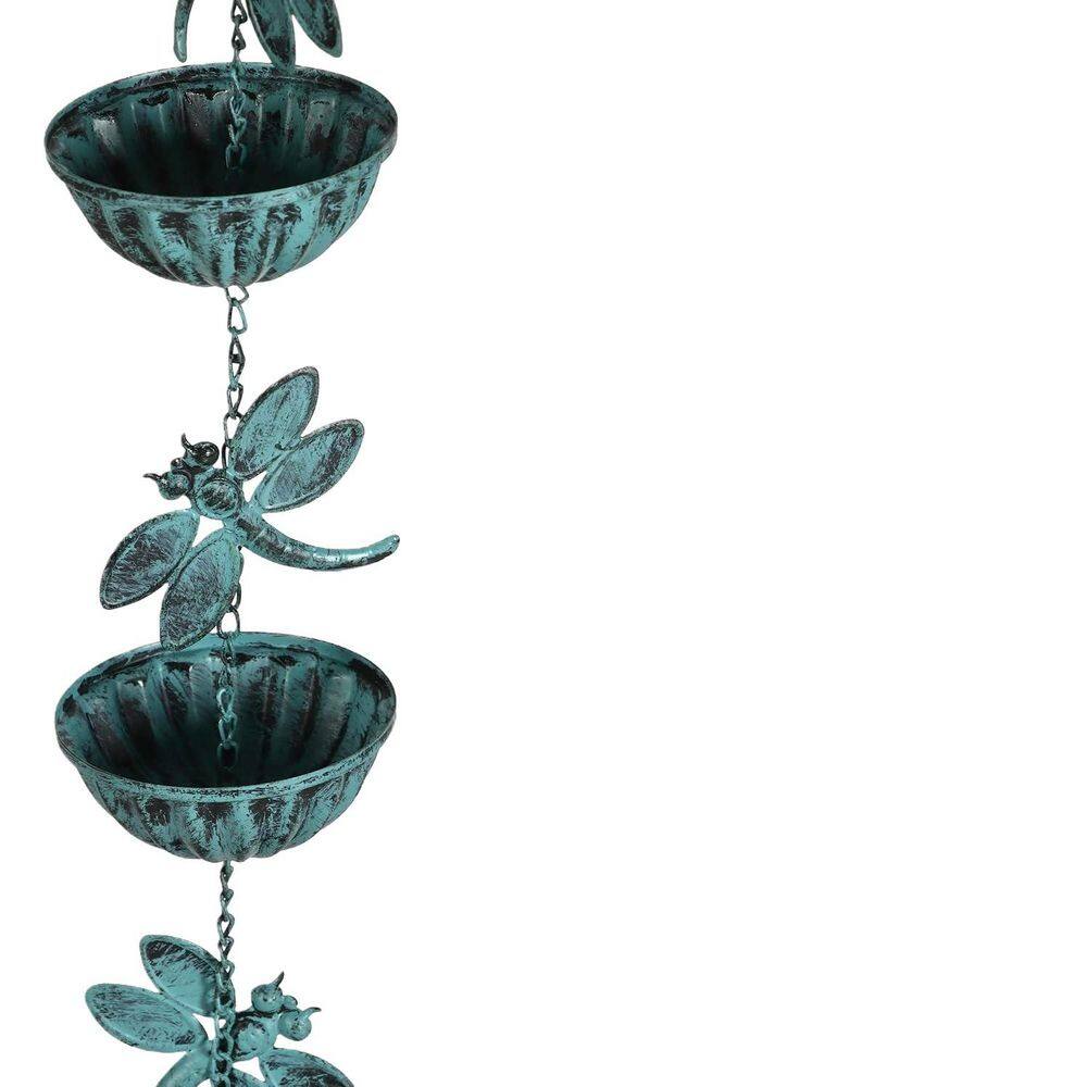 8.5 ft. Distressed Blue Metal Dragonfly Rain Chain for Gutters, Crafted in Metal, 4 in. W x 150 in. L, Hanger included price history on PriceWatchPro