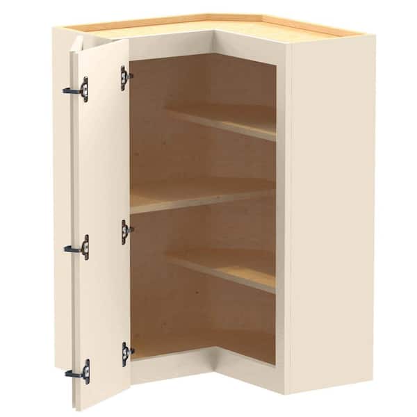 Home Decorators Collection Newport 24 in. W x 12 in. D x 36 in. H Assembled Plywood Corner Wall Kitchen Cabinet in Blended Cream with Shelves