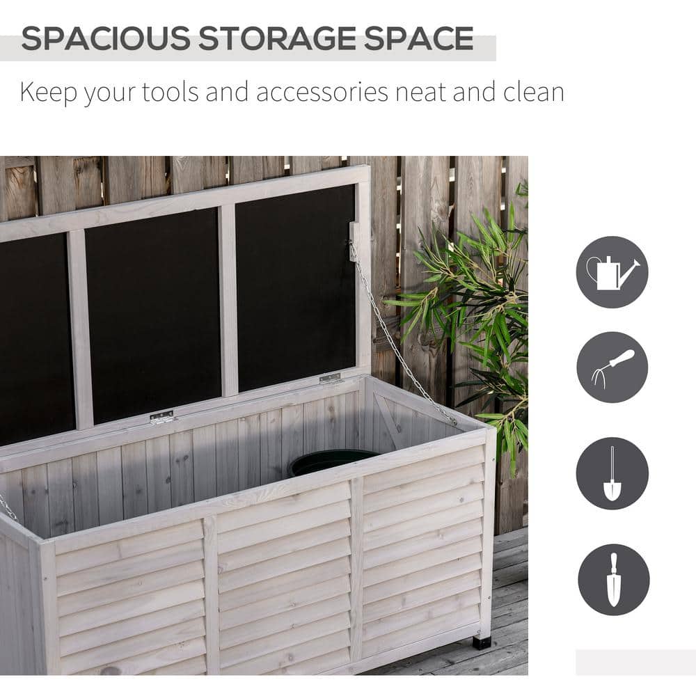Gray Wooden Outdoor Storage Deck Box with Aerating Gap