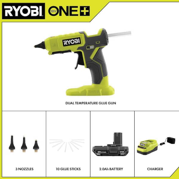 ONE+ 18V Cordless Dual Temperature Full Size Glue Gun Kit with 2.0 Ah Battery and 18V Lithium-Ion Charger