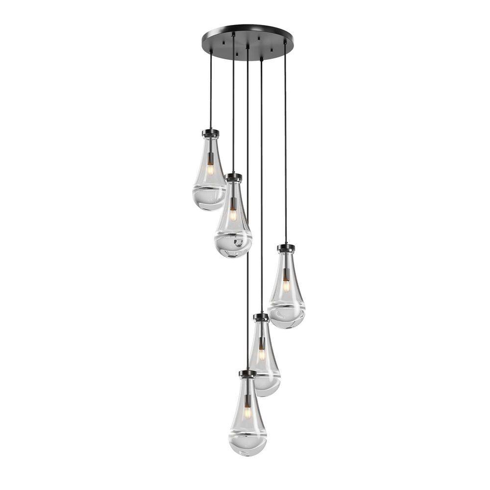 5-Light Matte Black Raindrop Chandeliers Adjustable Cluster with Hand Blown Glass Shade for Stairs Living Room Foyer price history on PriceWatchPro