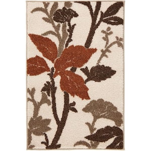 Blooming Flowers Ivory/Rust 3 ft. x 5 ft. Area Rug
