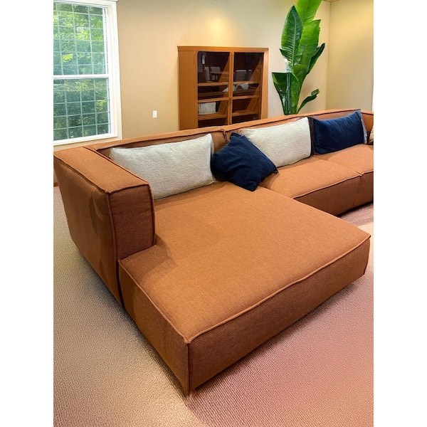 Dockson Rust Polyester Left Side Facing Chaise Lounge