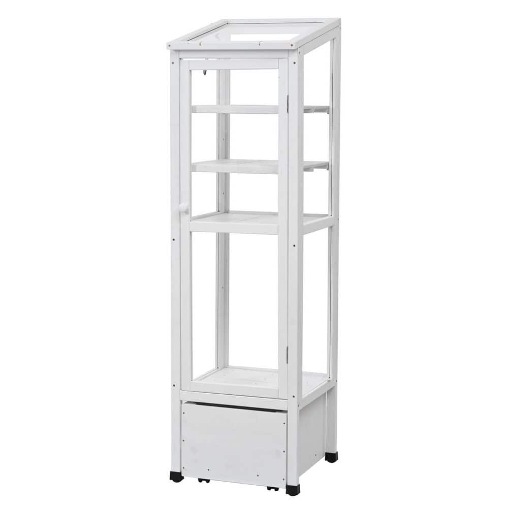 15 in. W x 16 in. D x 63 in. H Wood White Garden Greenhouse Mini Cold Frame