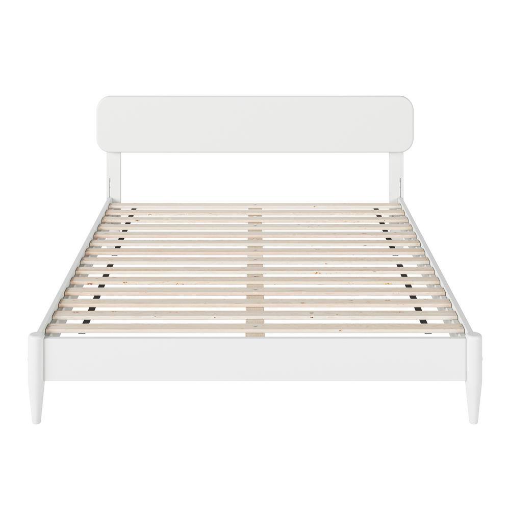 Florence White Queen Solid Wood Low Profile Platform Bed