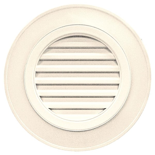 Builders Edge 28 in. x 28 in. Round Beige/Bisque Plastic Built-in Screen Gable Louver Vent