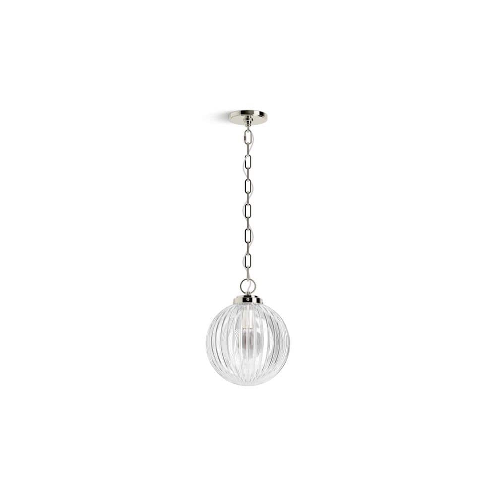 Polished Nickel Glass Globe LED Pendant Light
