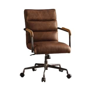 Harith 22 in. Width Standard Retro Brown Leather Executive Chair with Adjustable Height