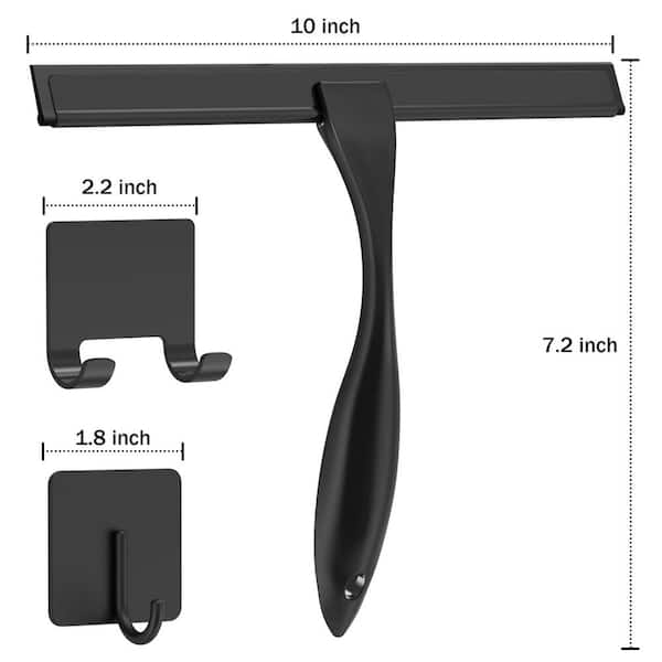 Shower Squeegee with Hook Water Scraper for Smooth Surfaces Black 