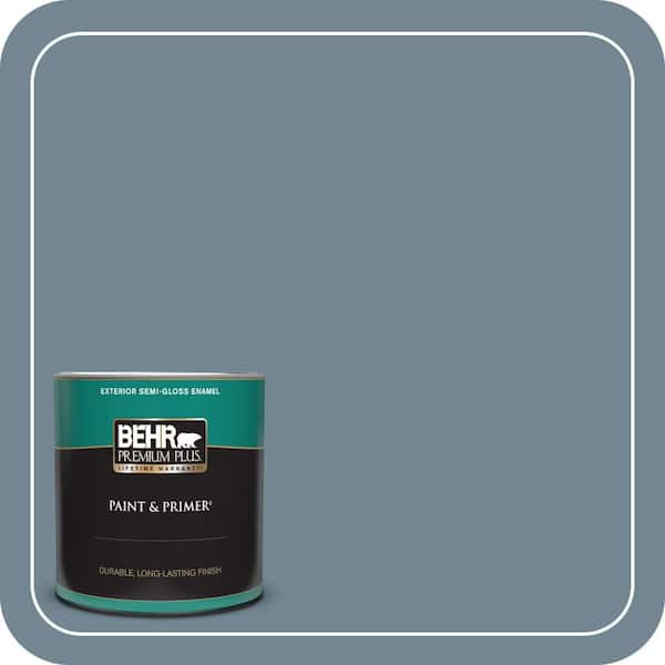 BEHR PREMIUM PLUS 1 qt. Home Decorators Collection #HDC-AC-24 Lyric Blue Semi-Gloss Enamel Exterior Paint & Primer