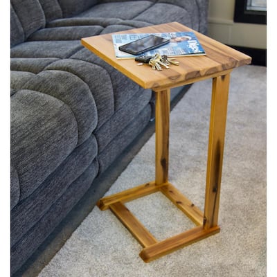 Solid Acacia Wood 26 in. Natural Slide Under Sofa C Table