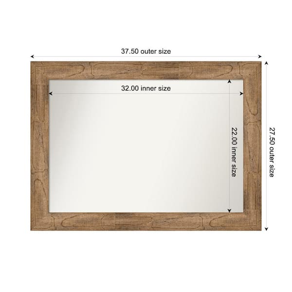 Amanti Art Owl Brown 37.5 in. W. x 27.5 in. Custom Non-Beveled Wood Framed Bathroom Vanity Wall Mirror